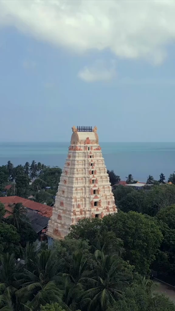 Vertical Aerial View of Naguleswaram Temple Keerimalai Jaffna Sri Lanka