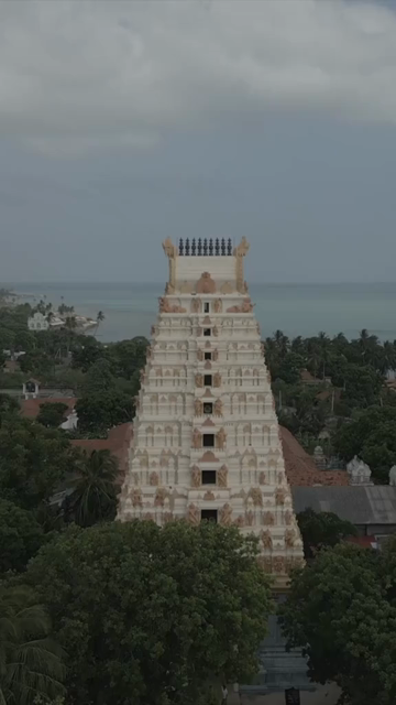 Vertical Aerial View of Naguleswaram Temple Keerimalai Jaffna Sri Lanka