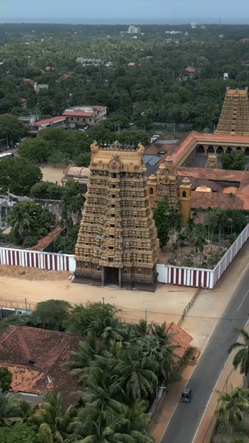 Vertical Aerial View of Nallur Kandaswamy Kovil Temple Jaffna Sri Lanka