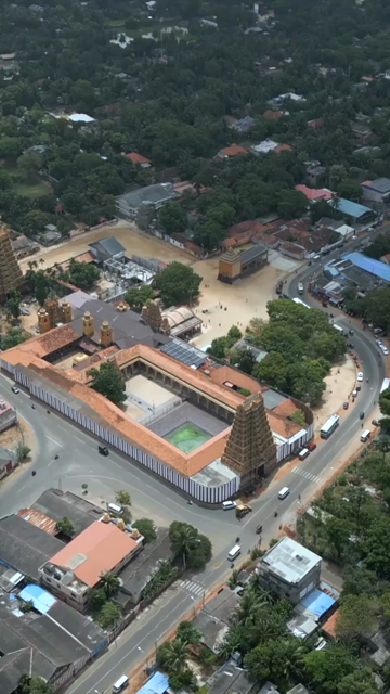 Vertical Aerial View of Nallur Kandaswamy Kovil Temple Jaffna Sri Lanka
