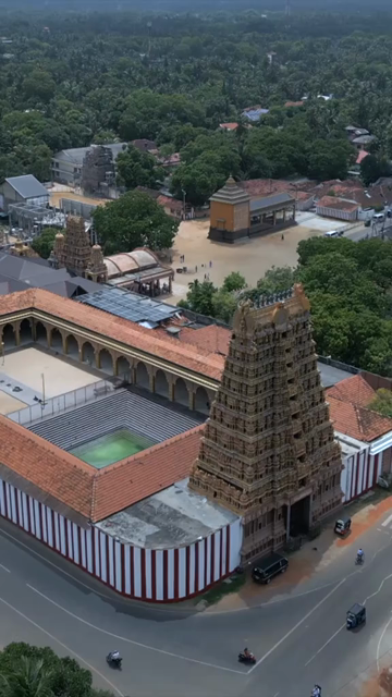 Vertical Aerial View of Nallur Kandaswamy Kovil Temple Jaffna Sri Lanka