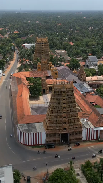 Vertical Aerial View of Nallur Kandaswamy Kovil Temple Jaffna Sri Lanka