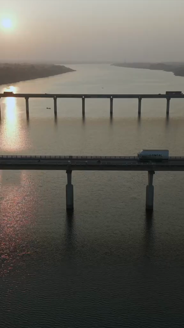 Vertical Aerial View of Narmada River and Bridge Jabalpur, Madhya Pradesh