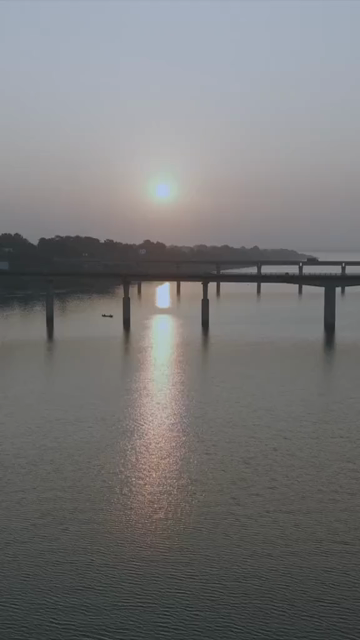 Vertical Aerial View of Narmada River and Bridge Jabalpur, Madhya Pradesh