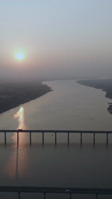 Vertical Aerial View of Narmada River and Bridge Jabalpur, Madhya Pradesh