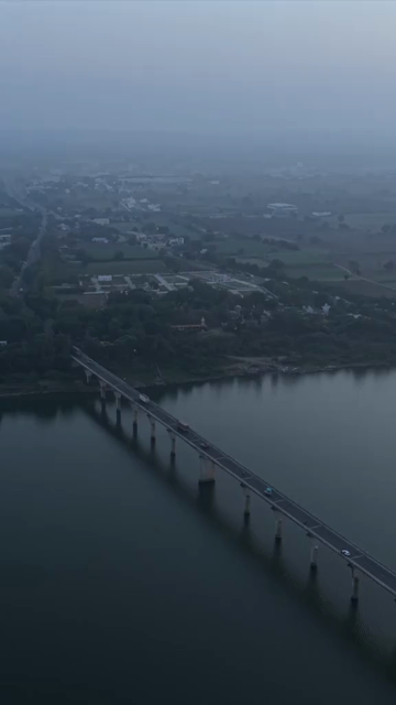 Vertical Aerial View of Narmada River and Bridge Jabalpur, Madhya Pradesh