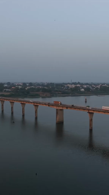 Vertical Aerial View of Narmada River and Bridge Jabalpur, Madhya Pradesh