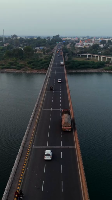 Vertical Aerial View of Narmada River and Bridge Jabalpur, Madhya Pradesh
