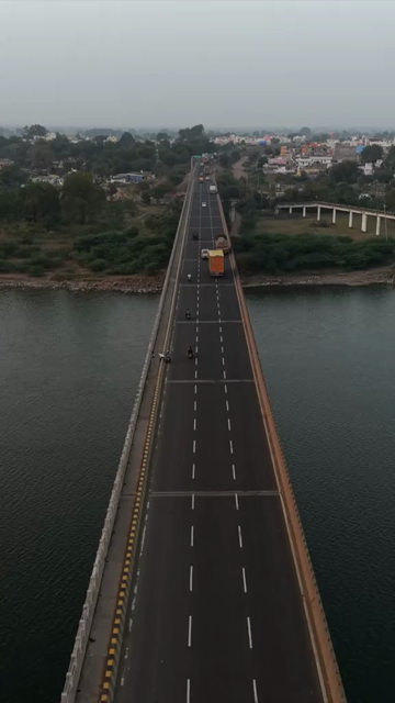 Vertical Aerial View of Narmada River and Bridge Jabalpur, Madhya Pradesh