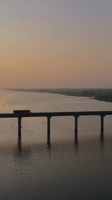 Vertical Aerial View of Narmada River and Bridge Jabalpur, Madhya Pradesh
