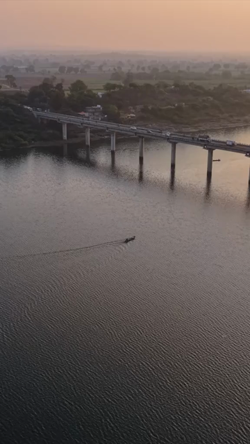 Vertical Aerial View of Narmada River and Bridge Jabalpur, Madhya Pradesh
