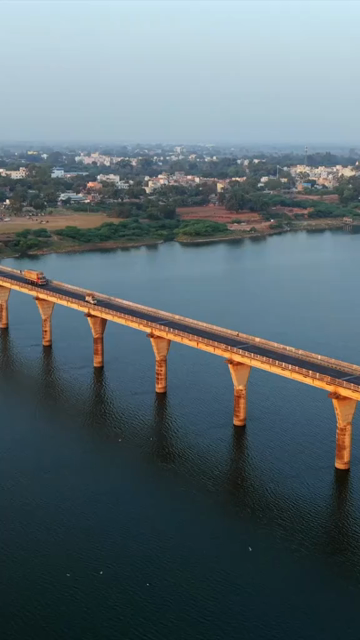 Vertical Aerial View of Narmada River and Bridge Jabalpur, Madhya Pradesh