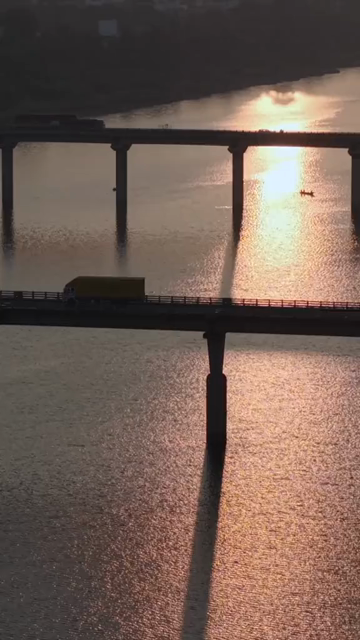 Vertical Aerial View of Narmada River and Bridge Jabalpur, Madhya Pradesh