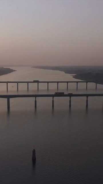 Vertical Aerial View of Narmada River and Bridge Jabalpur, Madhya Pradesh