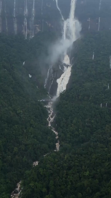 Vertical Aerial View of Nohkalikai Falls, Sohra, Meghalaya, India