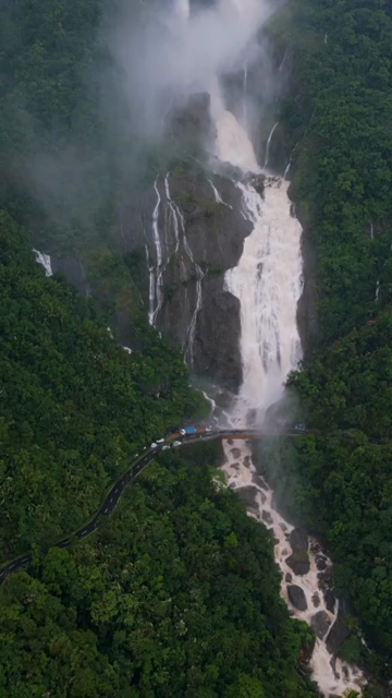 Vertical Aerial View of Nohkalikai Falls, Sohra, Meghalaya, India