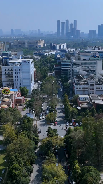 Vertical Aerial View of Noida Film City Skyline Uttar Pradesh India
