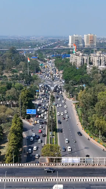 Vertical Aerial View of Noida Gate in Uttar Pradesh India