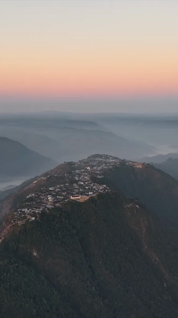 Vertical Aerial View of Nongjrong Village on Mountain Meghalaya India