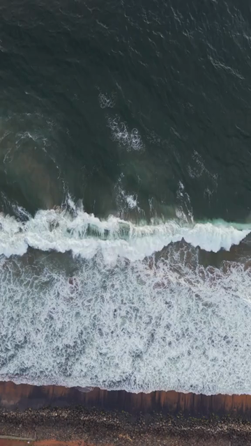 Vertical Aerial View of Ocean Waves Kerala India
