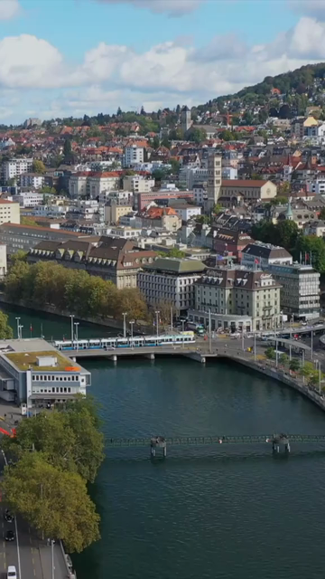 Vertical Aerial View of Old Town Zurich Switzerland