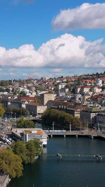 Vertical Aerial View of Old Town Zurich Switzerland