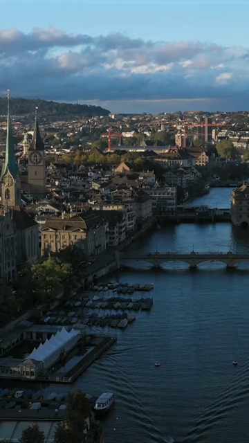 Vertical Aerial View of Old Town Zurich Switzerland