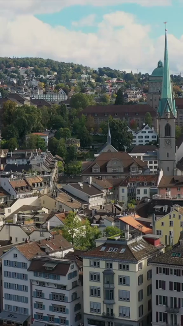 Vertical Aerial View of Old Town Zurich Switzerland