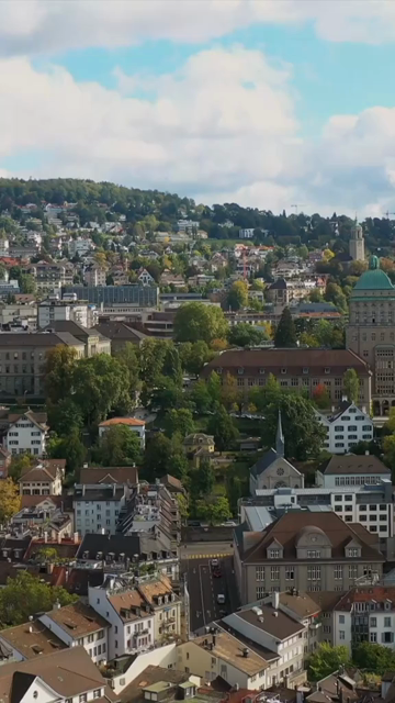 Vertical Aerial View of Old Town Zurich Switzerland