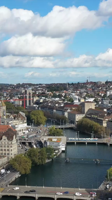 Vertical Aerial View of Old Town Zurich Switzerland