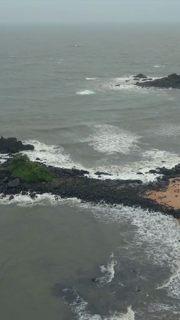 Vertical Aerial View of Om Beach Gokarna Karnataka India