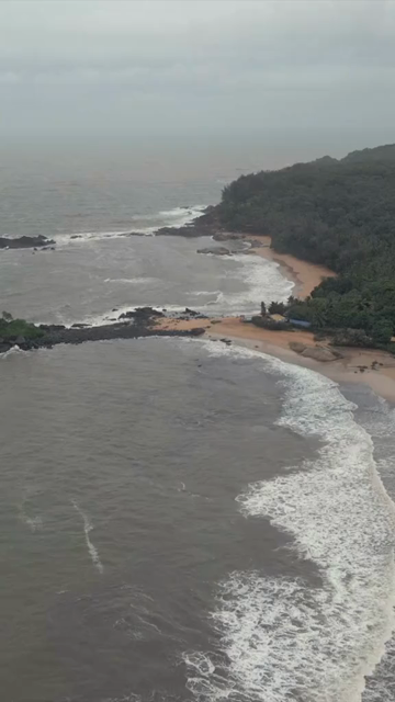 Vertical Aerial View of Om Beach Gokarna Karnataka India