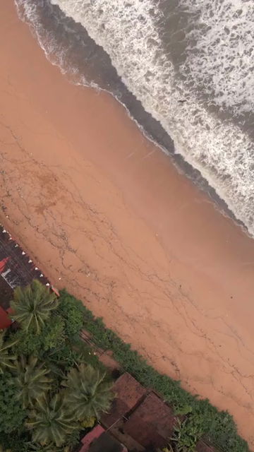 Vertical Aerial View of Om Beach Gokarna Karnataka India
