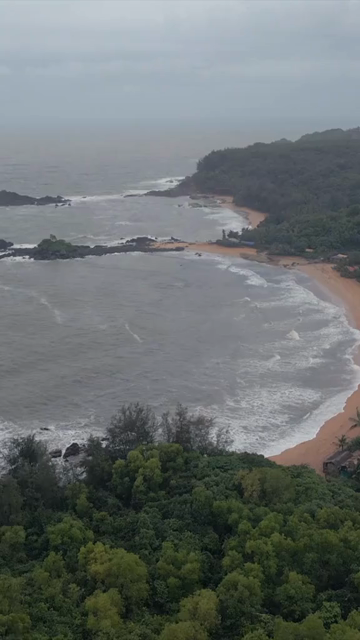 Vertical Aerial View of Om Beach Gokarna Karnataka India