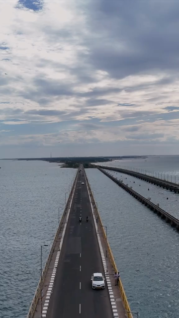 Vertical Aerial View of Pamban Bridge Rameswaram Tamil Nadu India
