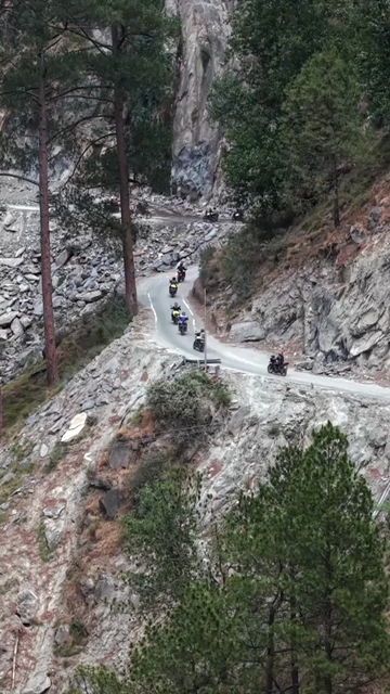 Vertical Aerial View of Winding Mountain Road in Pangi Valley, Himachal Pradesh