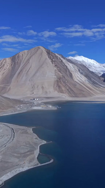 Vertical Aerial View of Pangong Lake, Ladakh, India