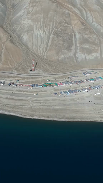 Vertical Aerial View of Pangong Lake, Ladakh, India
