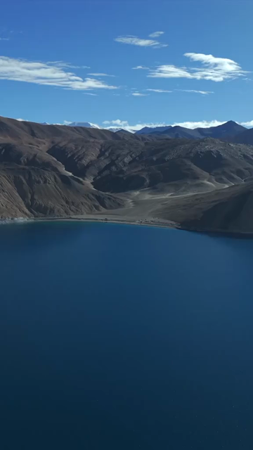 Vertical Aerial View of Pangong Lake, Ladakh, India