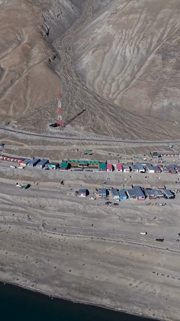 Vertical Aerial View of Pangong Lake, Ladakh, India