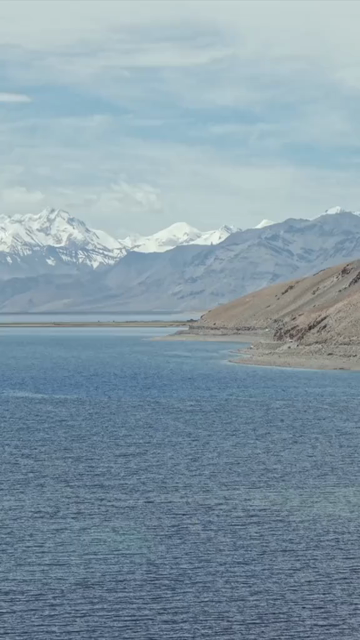 Vertical Aerial View of Pangong Lake, Ladakh, India