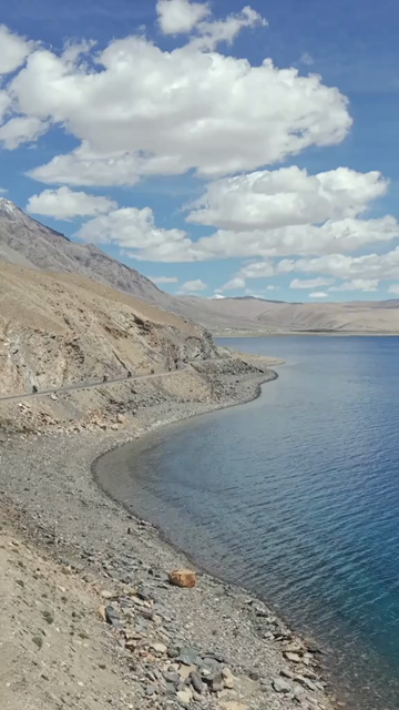 Vertical Aerial View of Pangong Lake, Ladakh, India