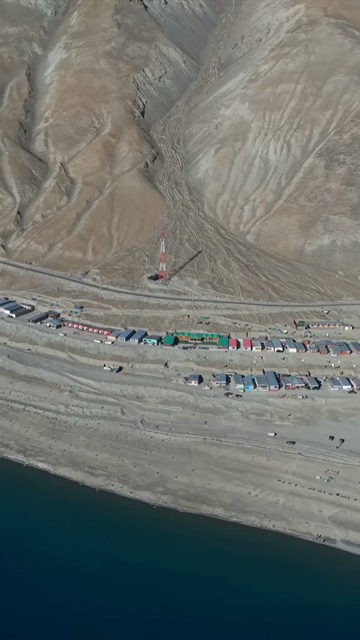 Vertical Aerial View of Pangong Lake, Ladakh, India