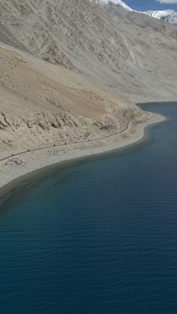 Vertical Aerial View of Pangong Lake, Ladakh, India