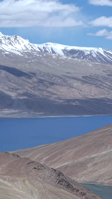 Vertical Aerial View of Pangong Lake, Ladakh, India