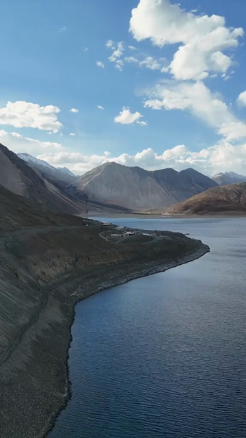 Vertical Aerial View of Pangong Lake, Ladakh, India