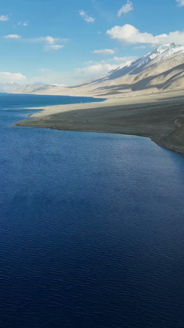 Vertical Aerial View of Pangong Lake, Ladakh, India