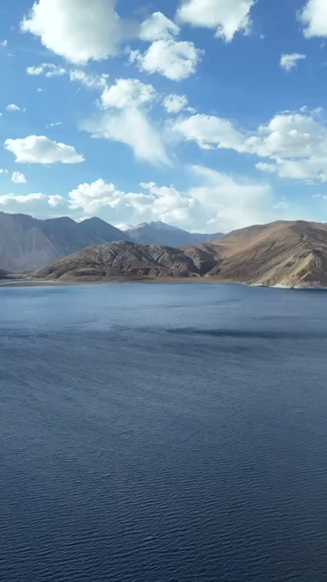 Vertical Aerial View of Pangong Lake, Ladakh, India