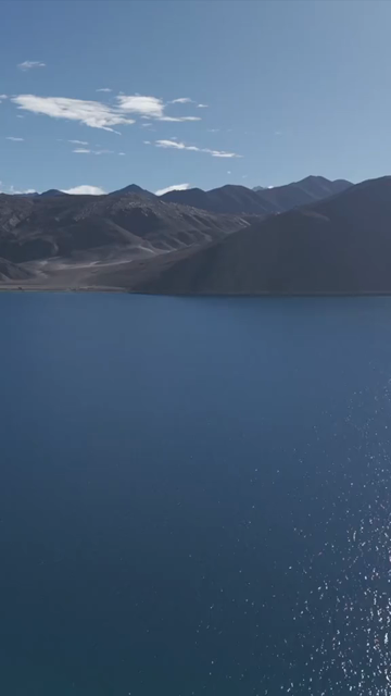 Vertical Aerial View of Pangong Lake, Ladakh, India