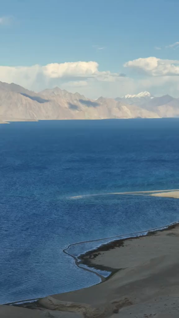 Vertical Aerial View of Pangong Lake, Ladakh, India